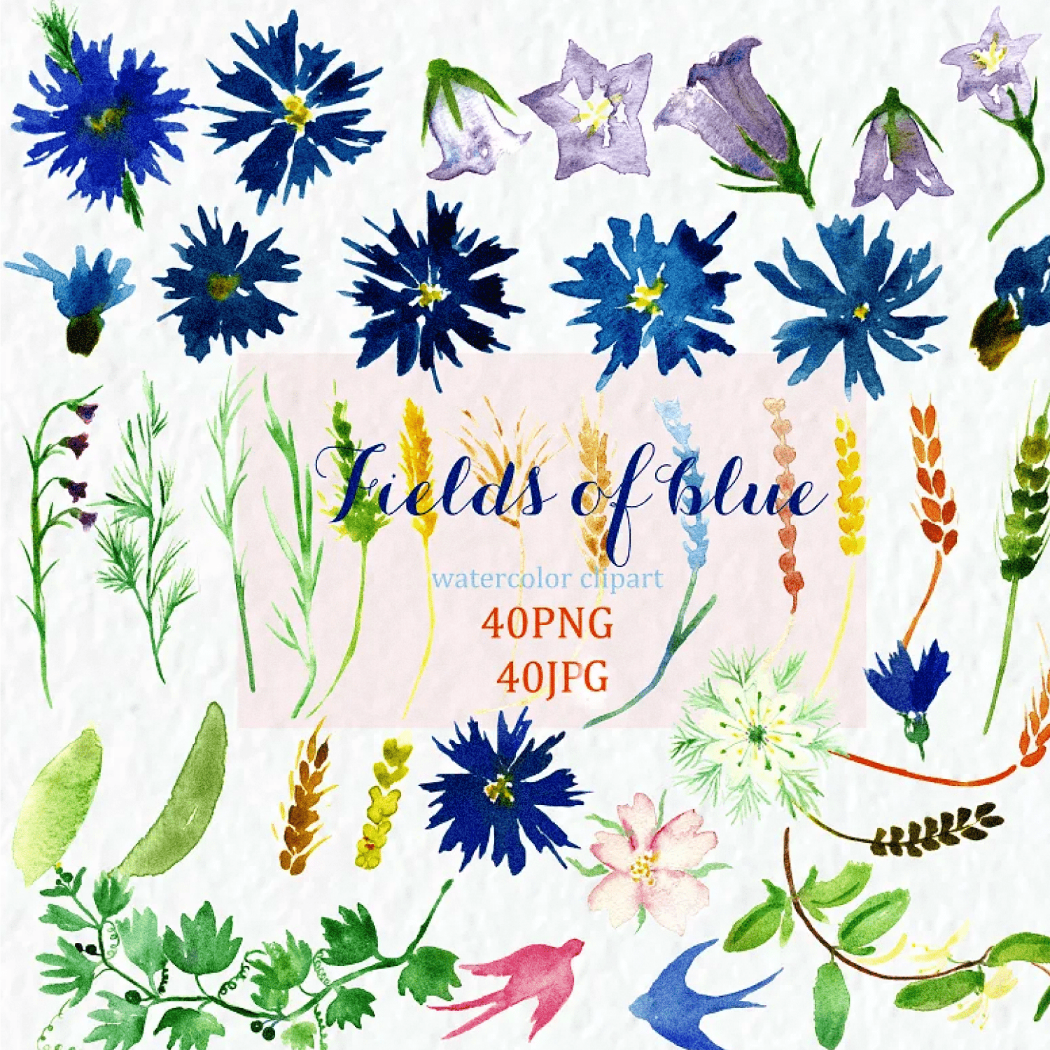 Fields of blue Watercolor clipart created by LABFcreations.