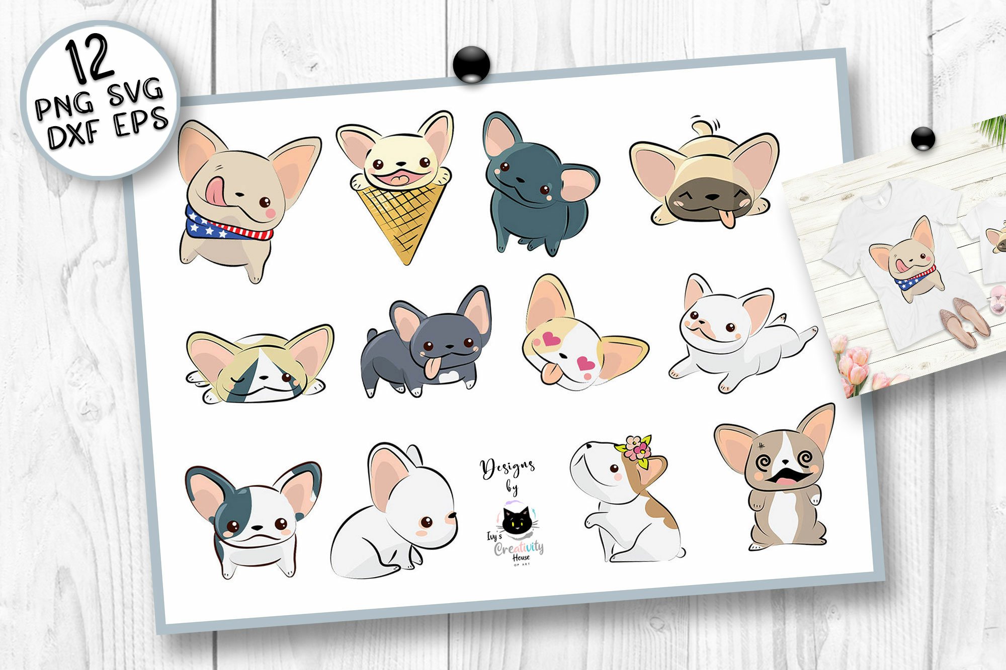 Sheet of stickers with different types of dogs.