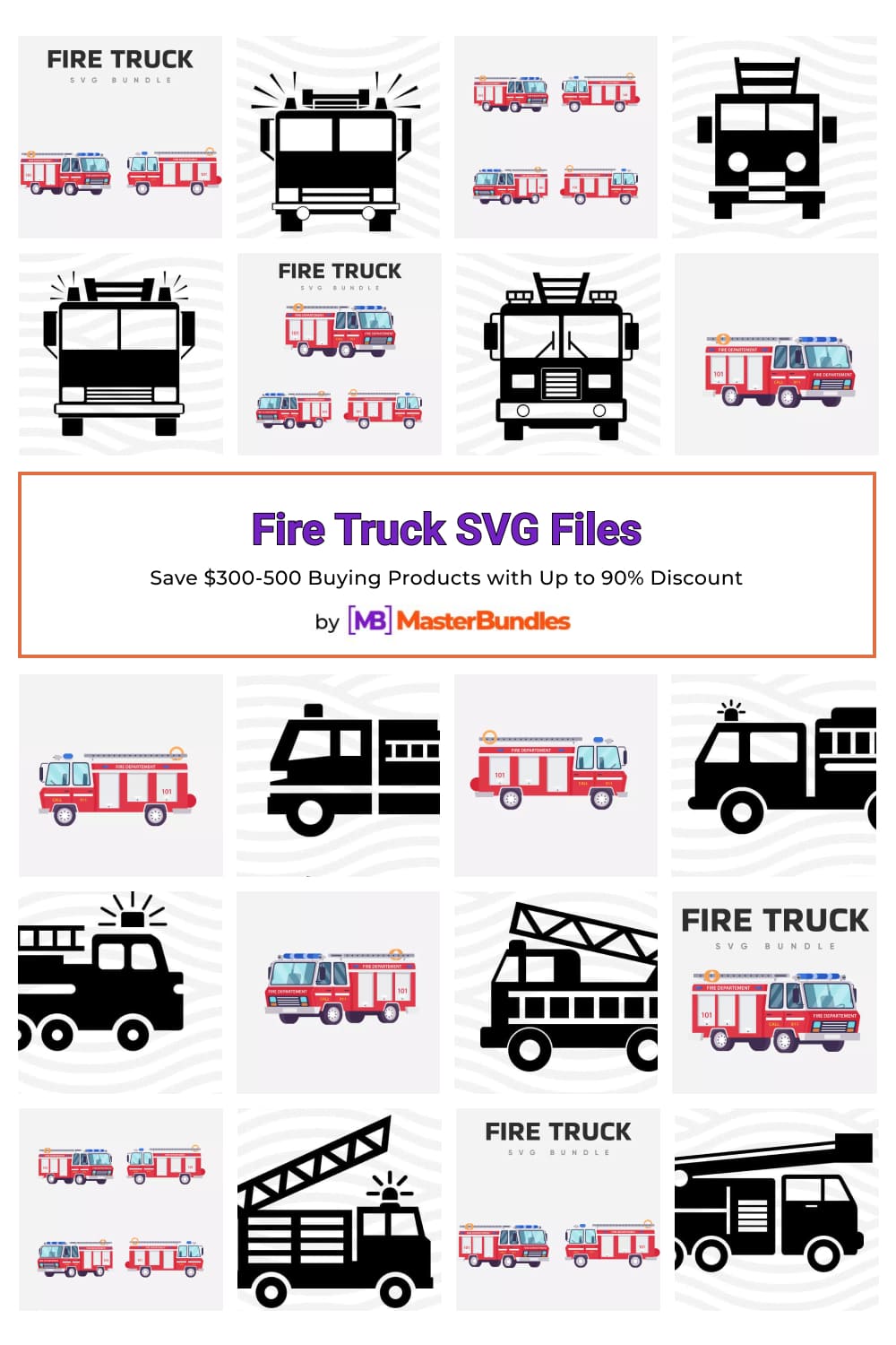 Fire Truck SVG Files Pinterest image.