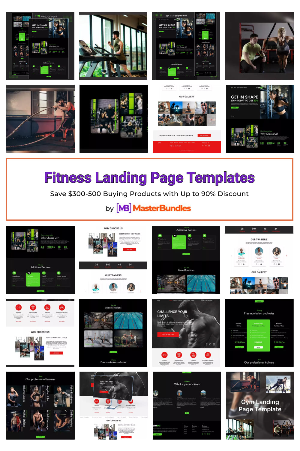 Fitness Landing Page Templates Pinterest image.