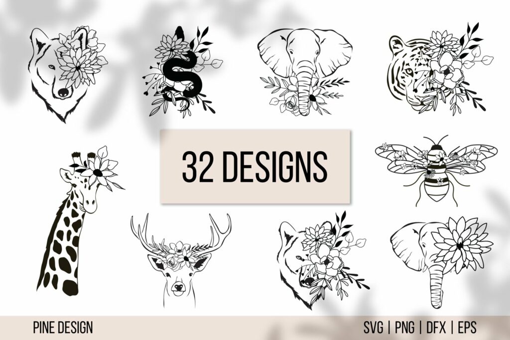 Floral Animals, Flower Animals SVG Bundle – MasterBundles