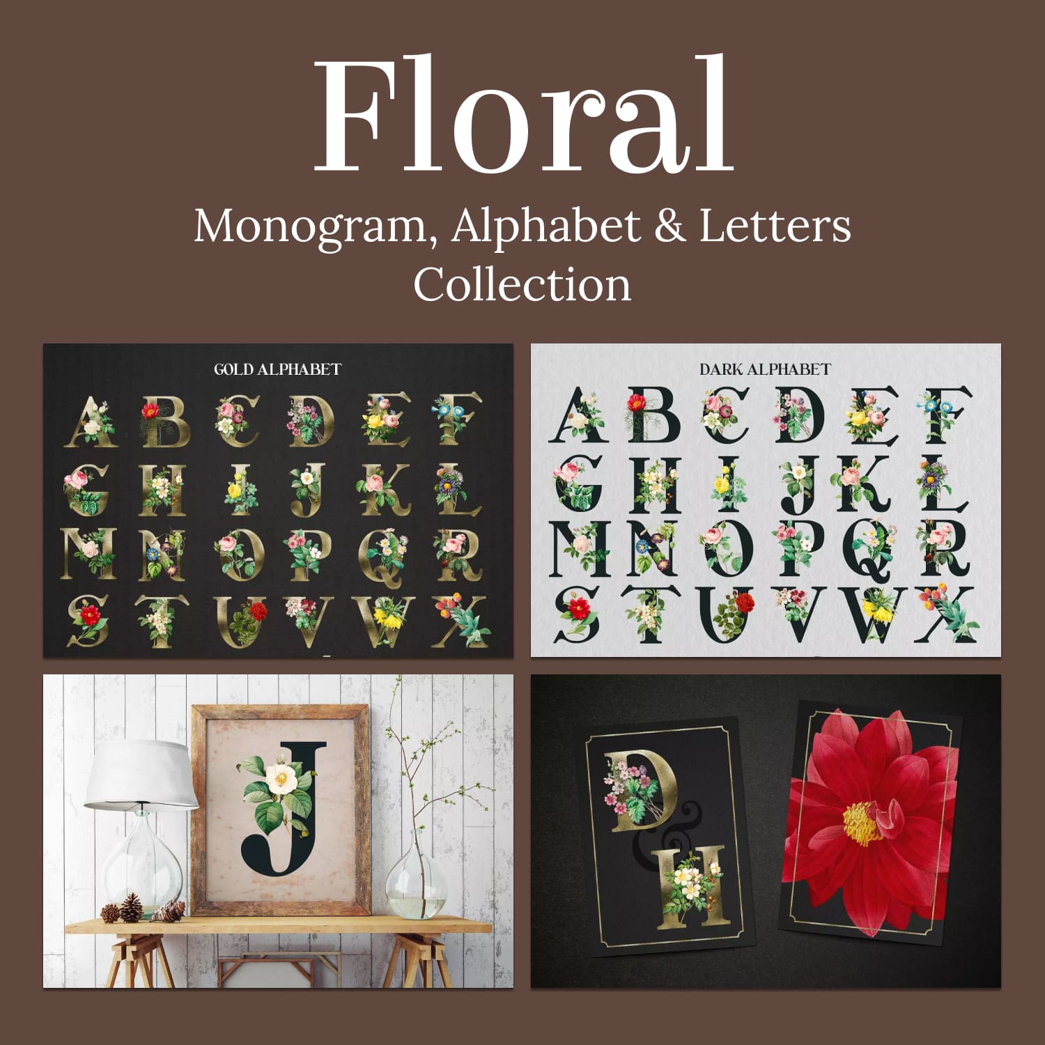 Floral Monogram, Alphabet & Letters Collection.