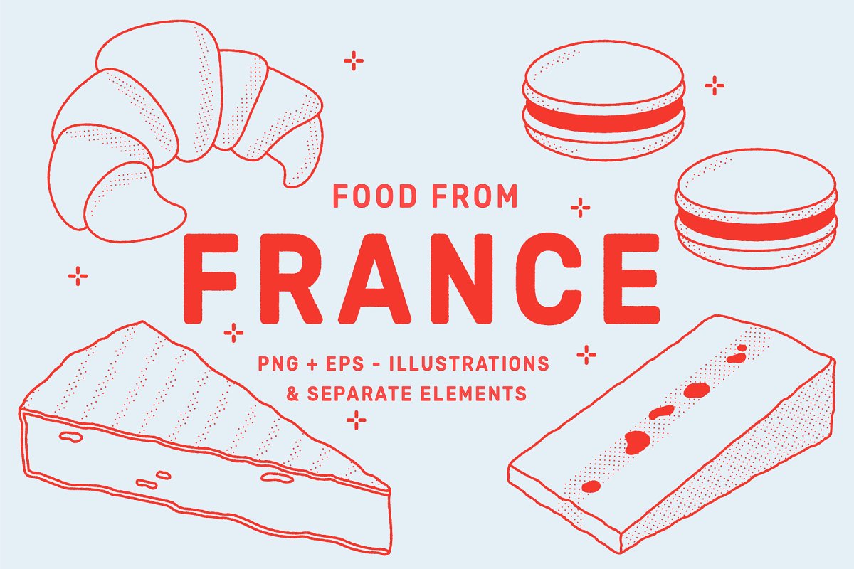 Cover image of French Food Vector Illustration.