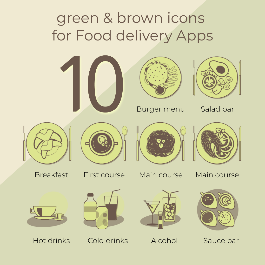 10 Food Icons For Your Apps Preview Image.