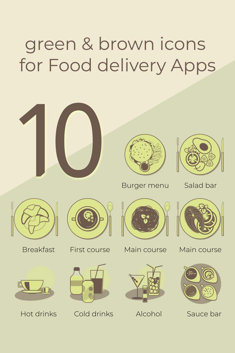 10 Food Icons For Your Apps Pinterest Image.