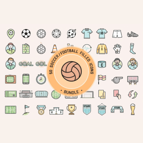 Football filled icons bundle - main image preview.