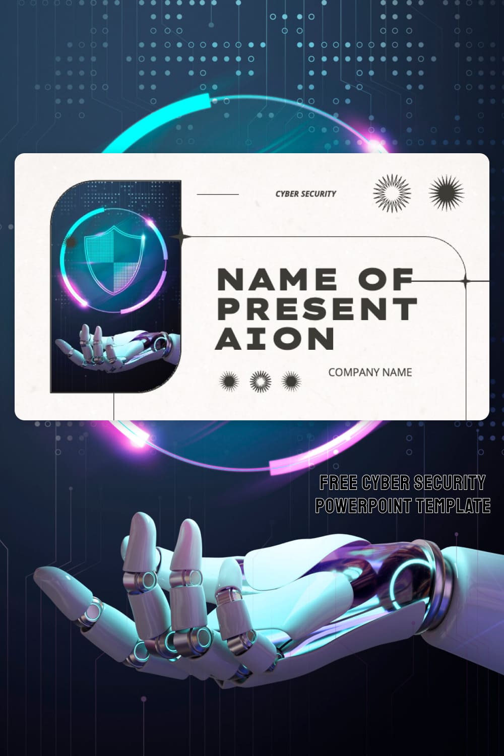 Free cyber security powerpoint template - pinterest image preview.