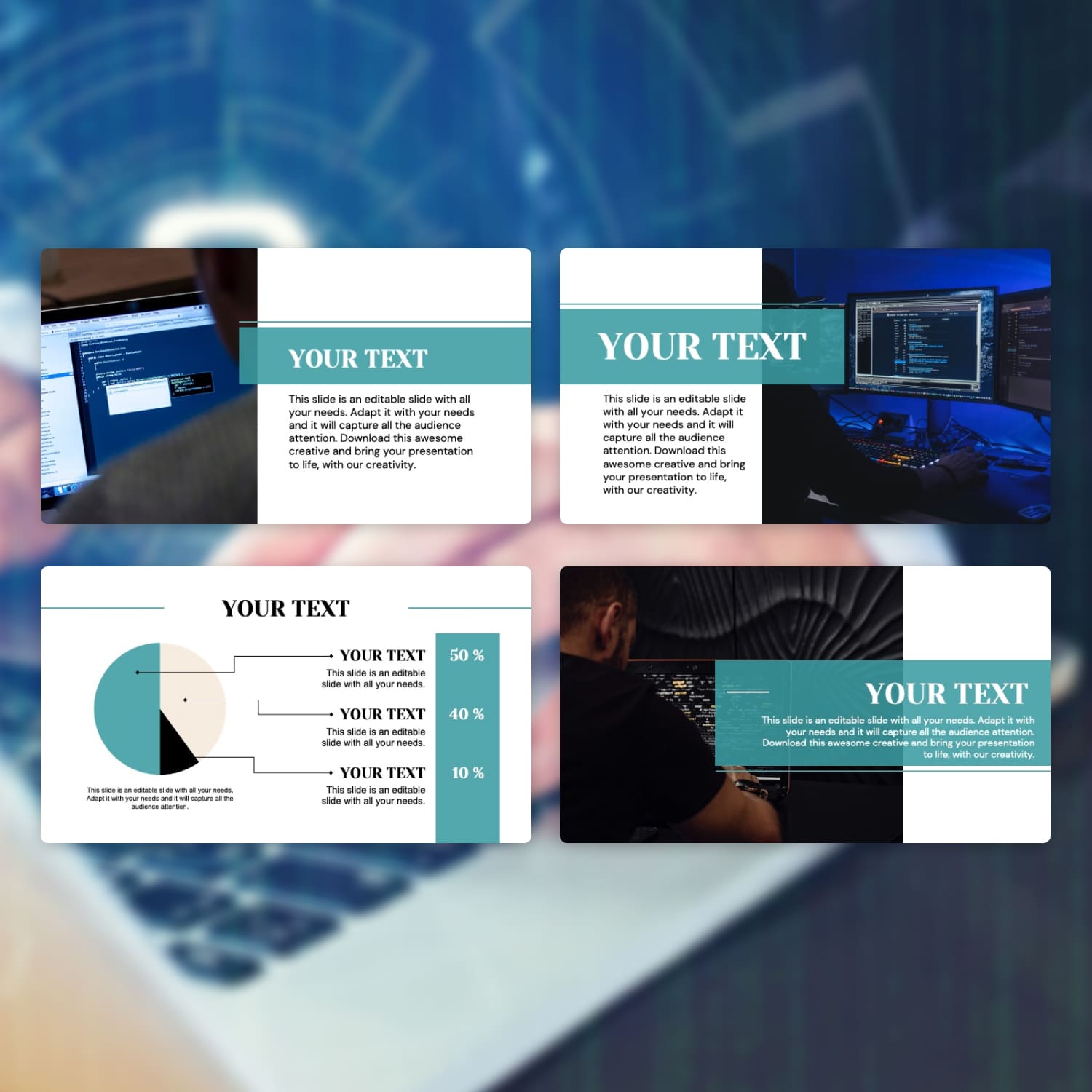 Free cyber security powerpoint template created by MasterbundlesFreebies.