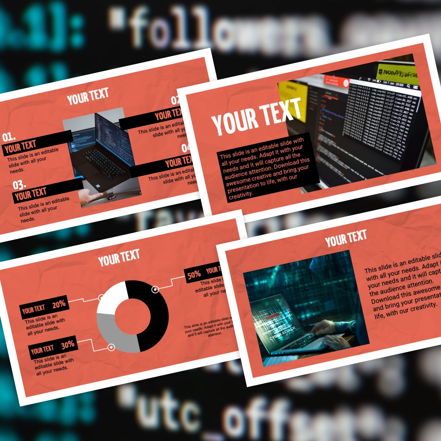 Free cyber security powerpoint template created by MasterbundlesFreebies.