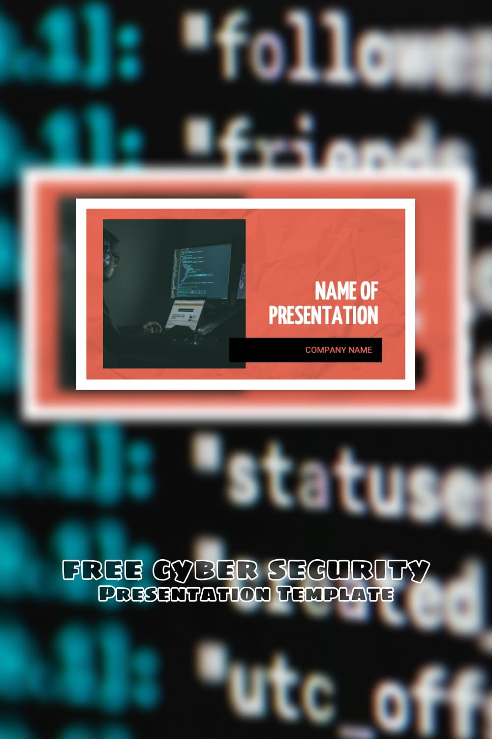 Free cyber security powerpoint template - pinterest image preview.