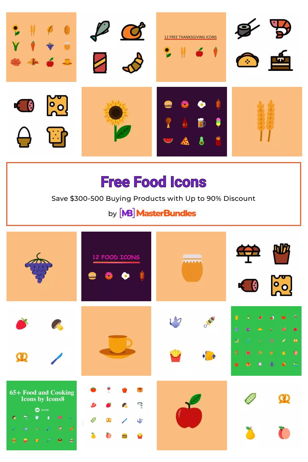 Free Food Icons Pinterest image.
