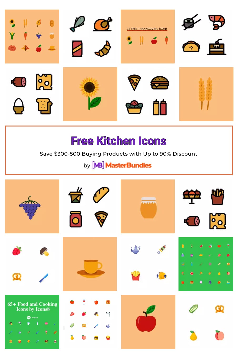 Free Kitchen Icons Pinterest image.