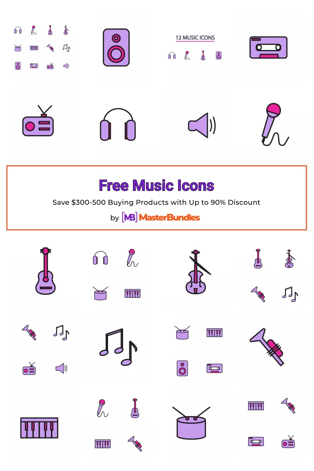 Free Music Icons Pinterest image.