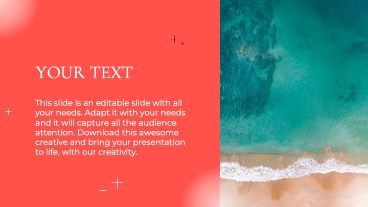 Peach slide with text block and ocean image.