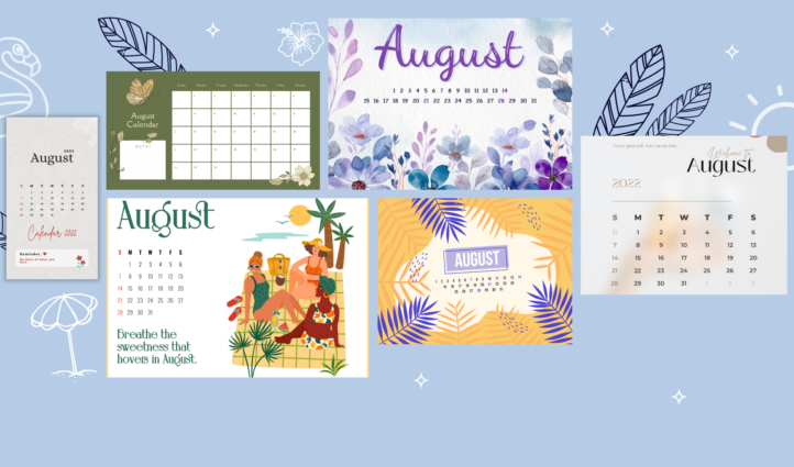free printable august calendars.