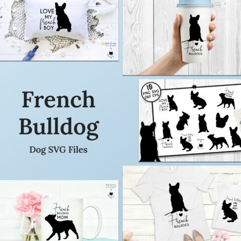 Collage of french bulldog svg files.