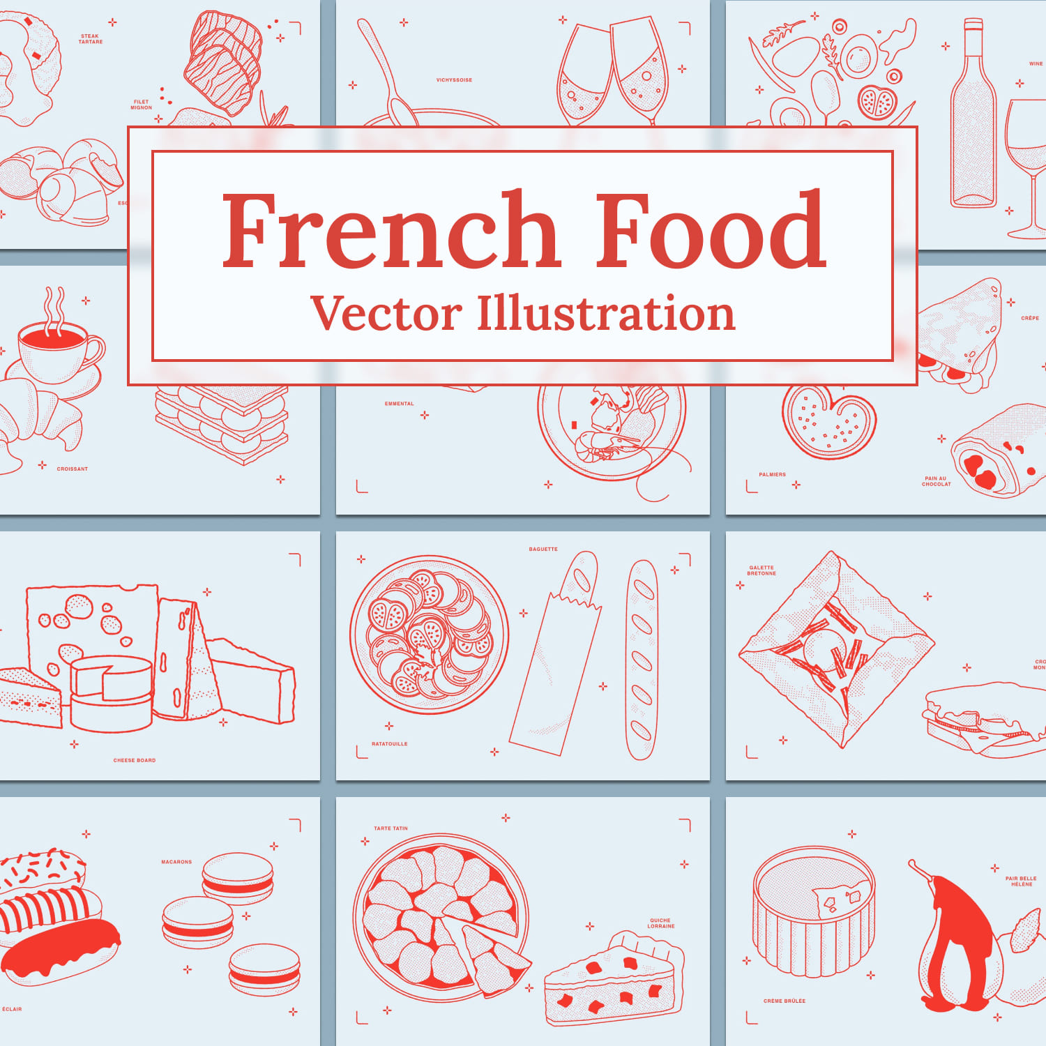 French food vector illustration - main image preview.