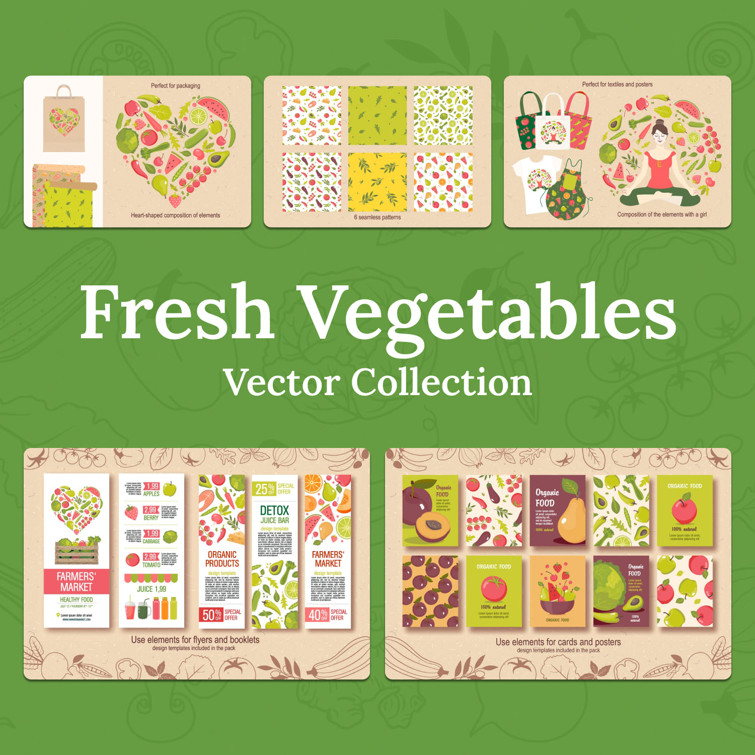 Fresh vegetables vector collection - main image preview.