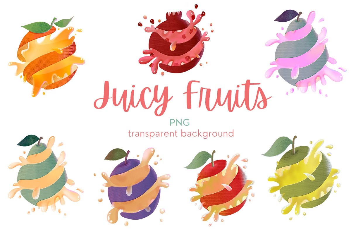 Fresh juicy PNG images on transparent background.