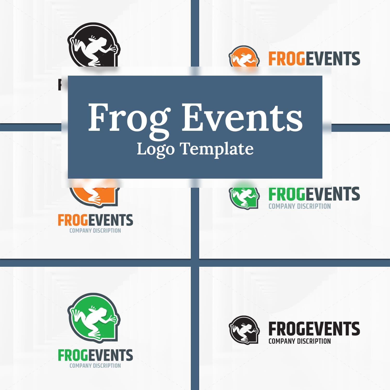 Frog events logo template - main image preview.