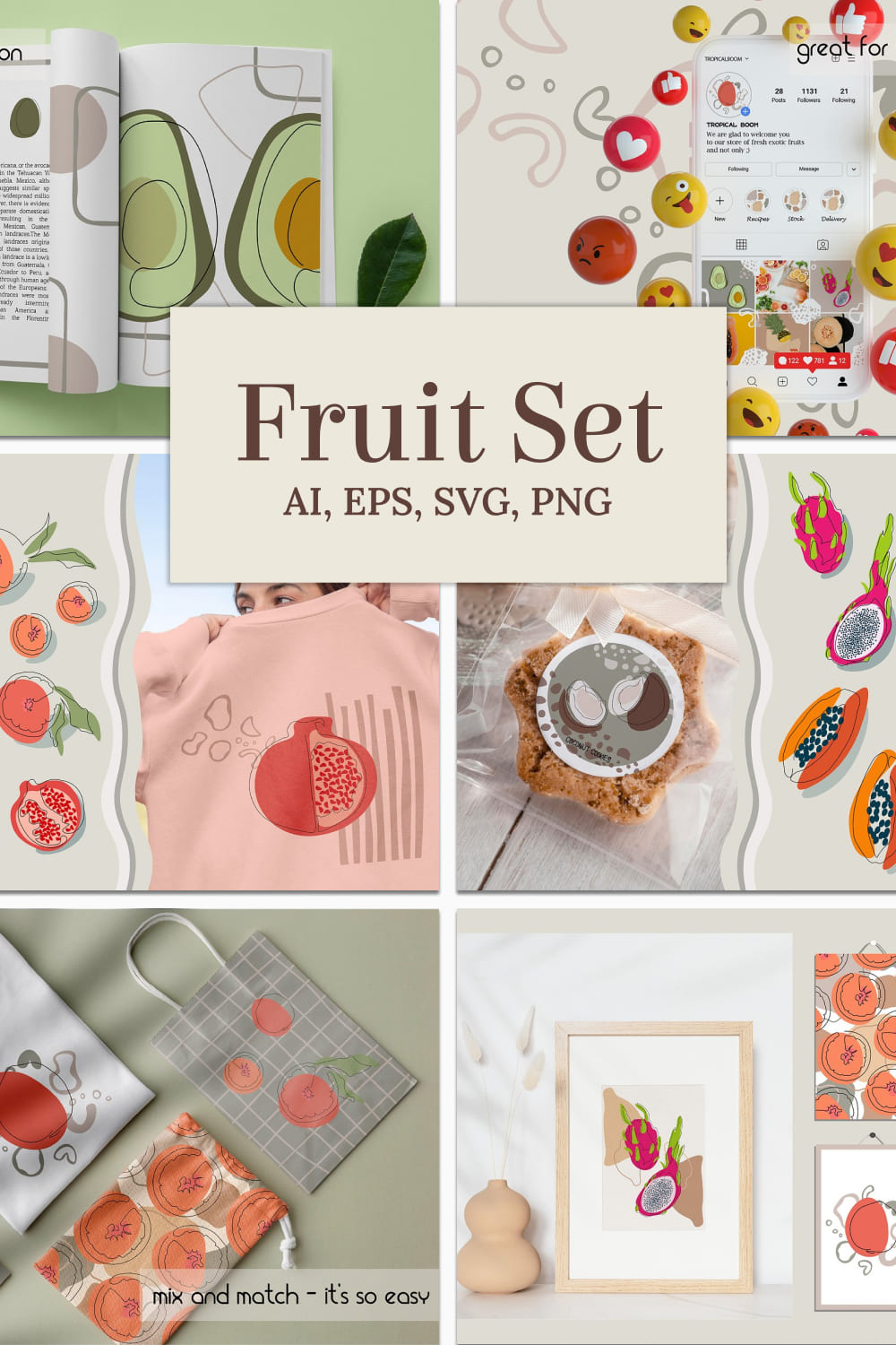 Fruit set - pinterest image preview.