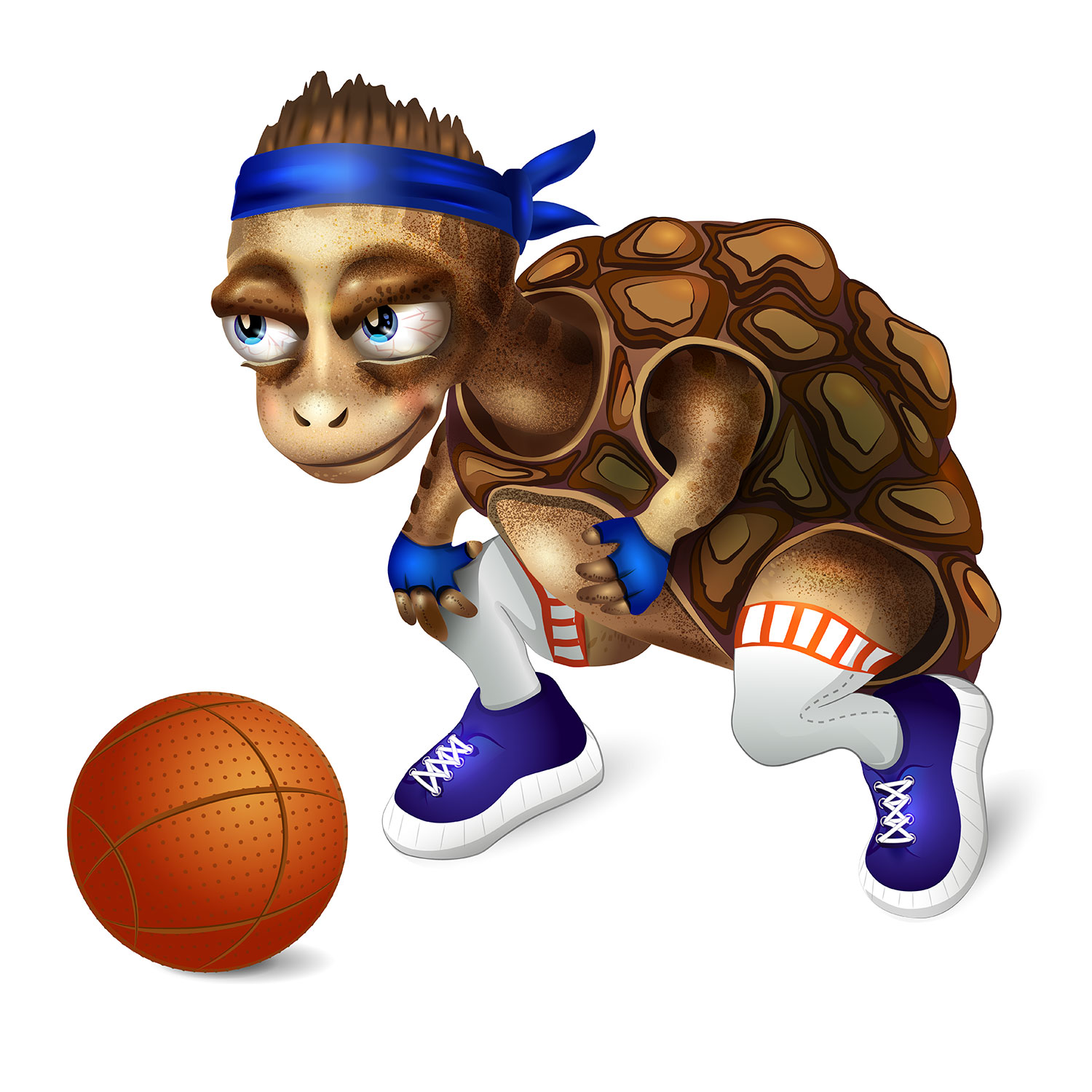 funny character turtle basketball player