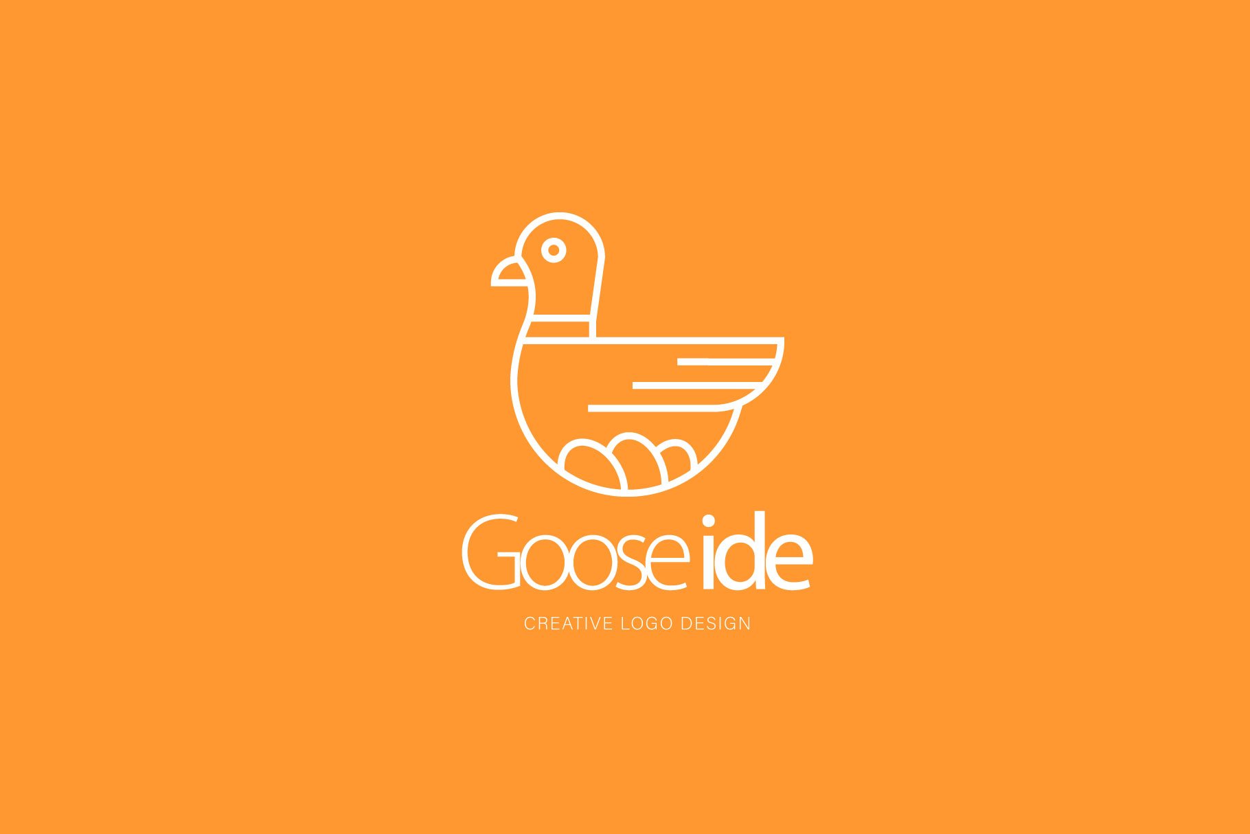 Orange background with white outline goose.