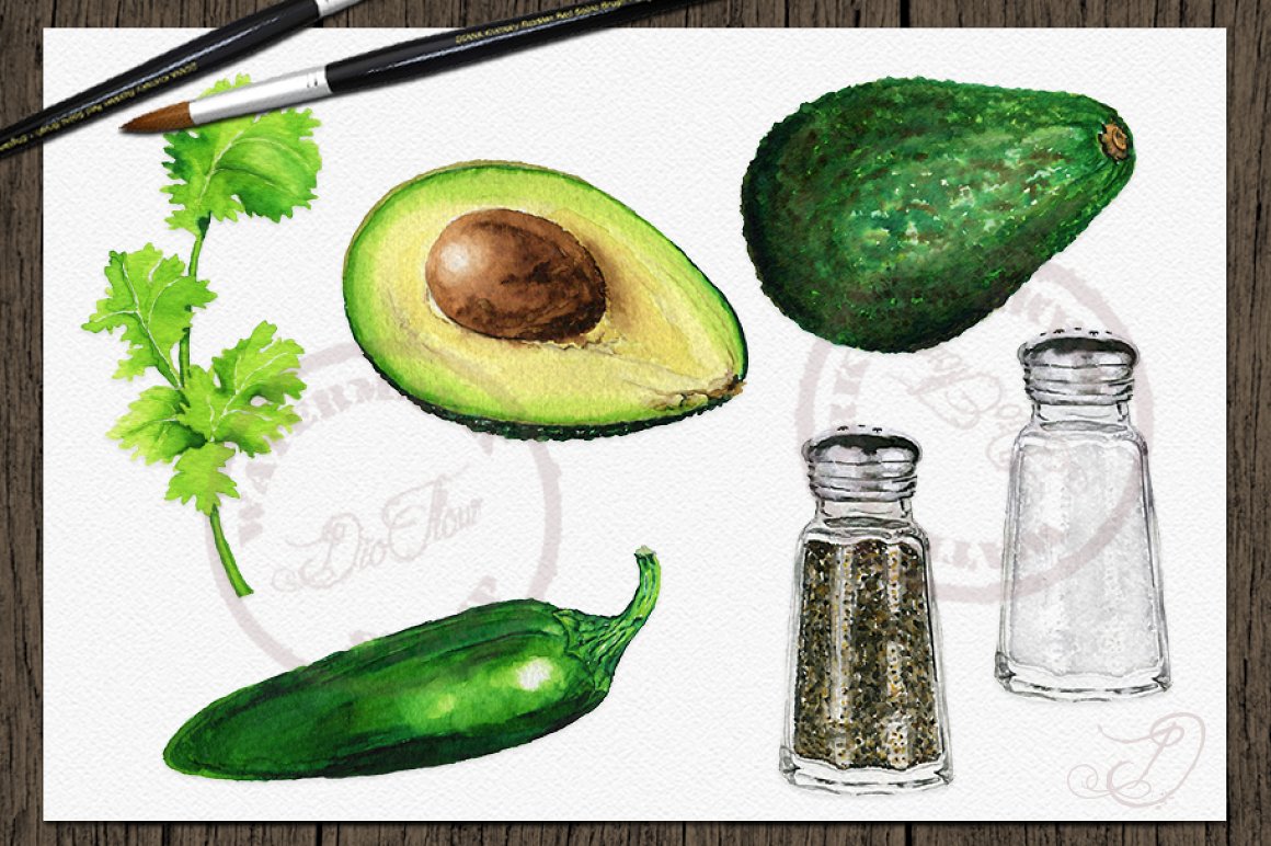 Avocado and some species for guacamole.