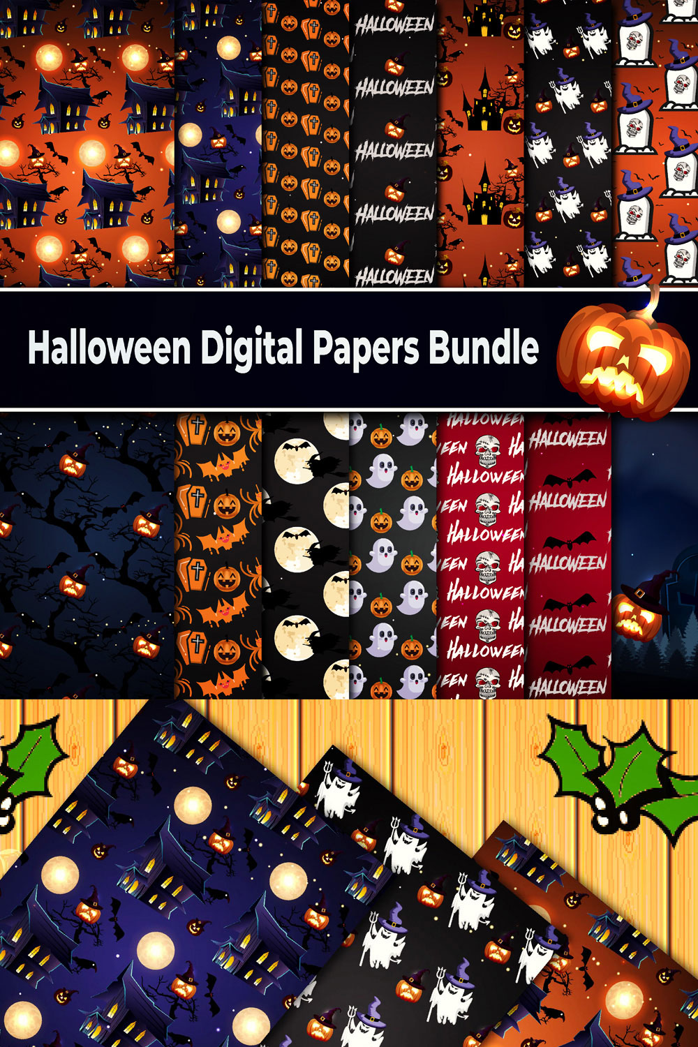 halloween digital paper bundle pinterest