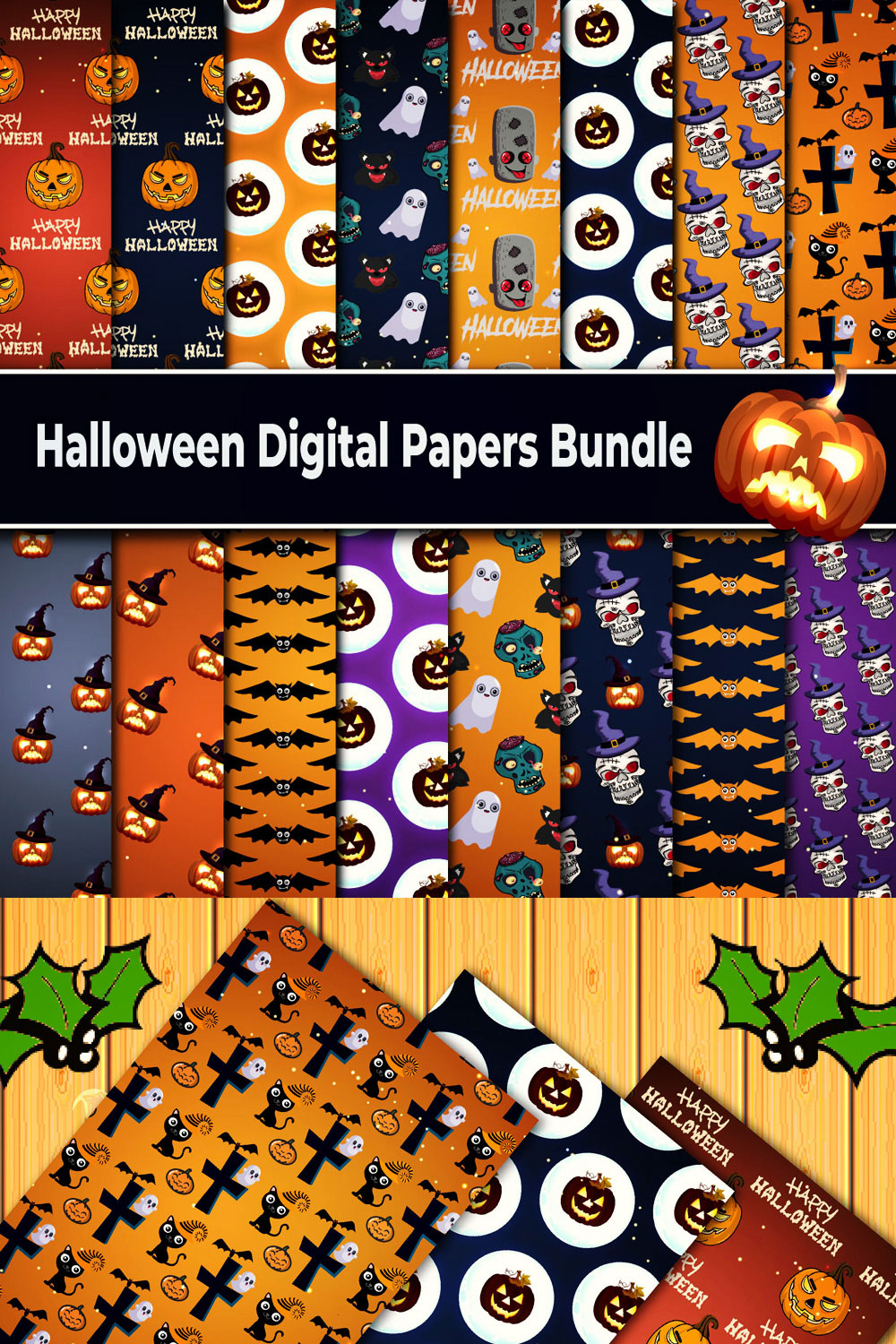 halloween digital paper set pinterest