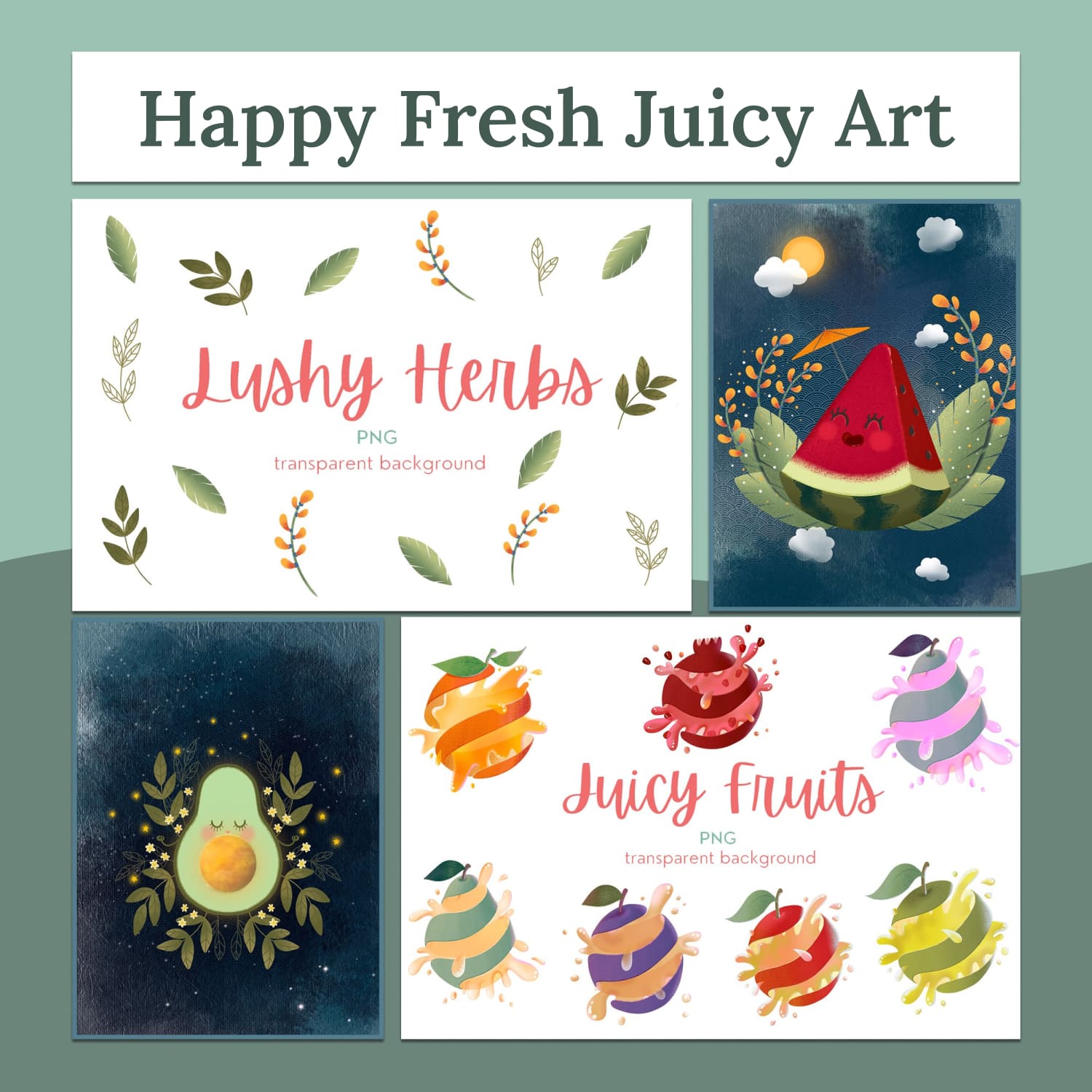 Happy fresh juicy art - main image preview.