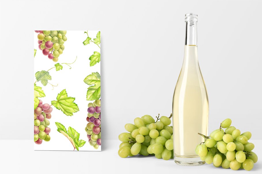 Grapes look so elegant with bottle of wine.
