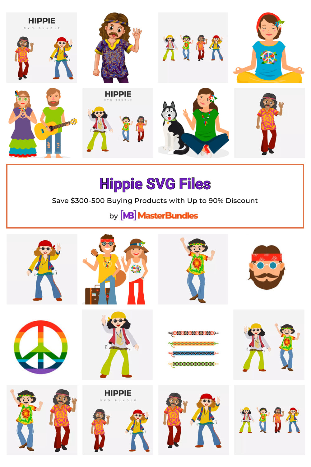 Hippie SVG Files Pinterest image.