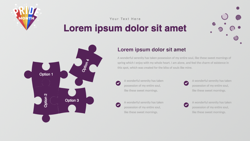 Purple puzzle with text.