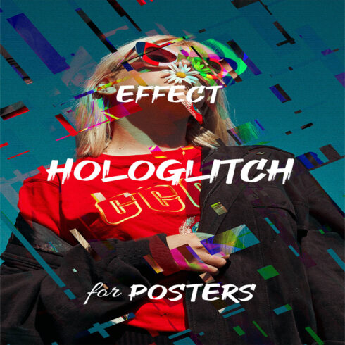 Hologlitch Effect Photoshop Action cover image.