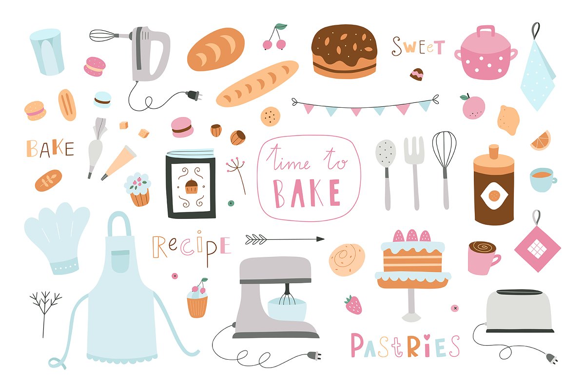 Home Bakery Illustrations for your beautiful designs.