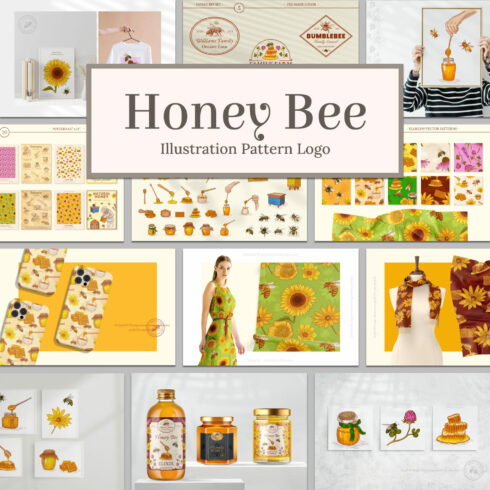 Honey bee illustration pattern logo - main image preview.