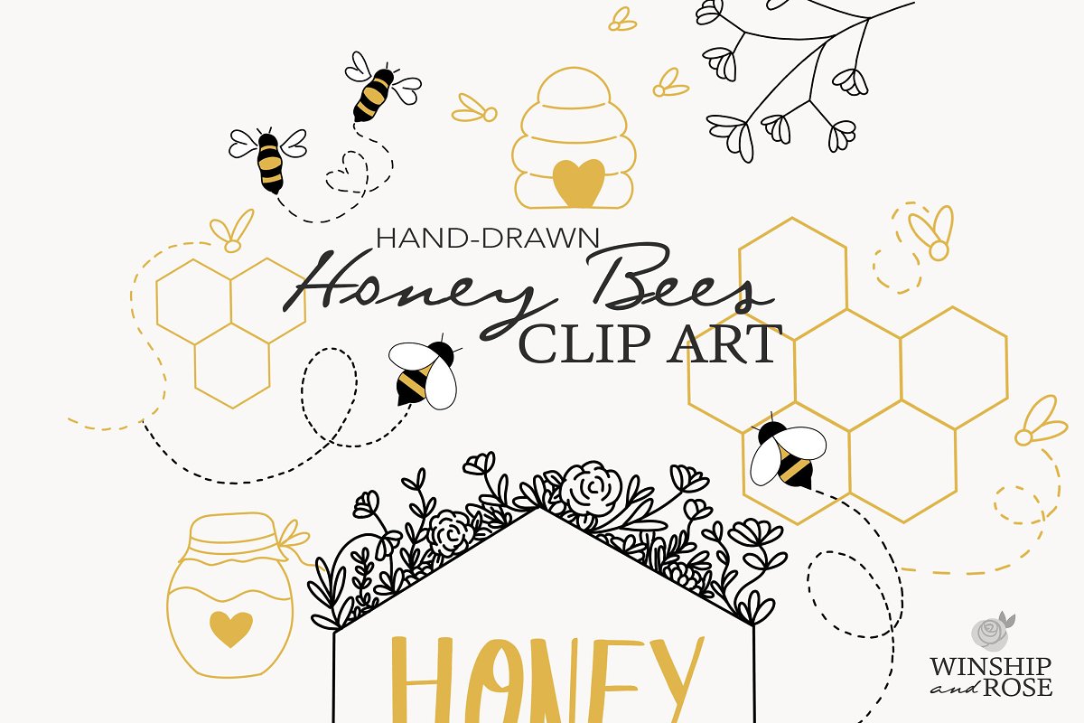 Cover image of Bees and Honey Bumblebee Clip Art.