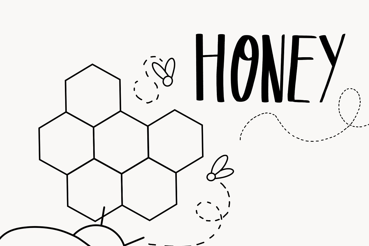 Outlined honeybee image.