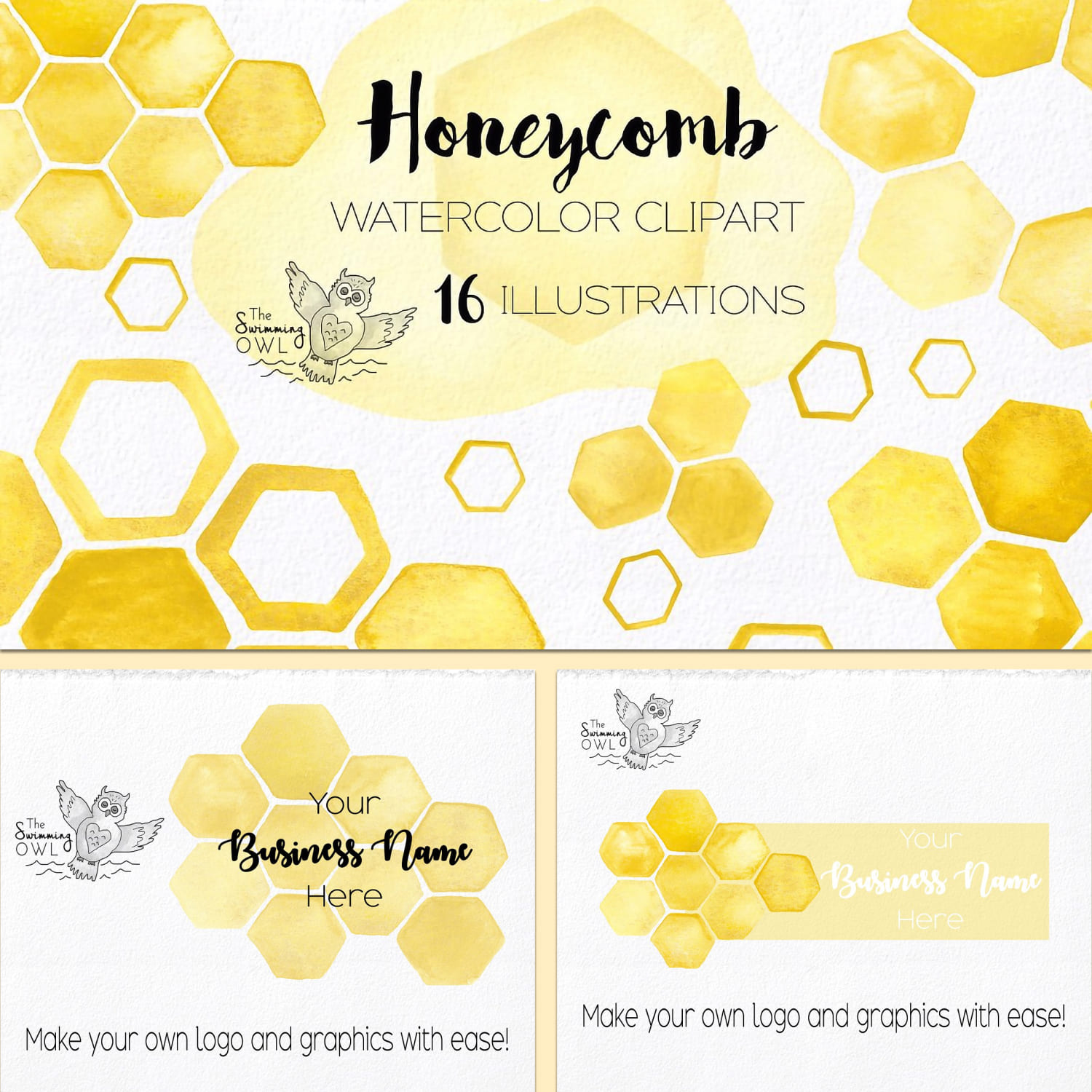 Honeycomb watercolor clipart - main image preview.