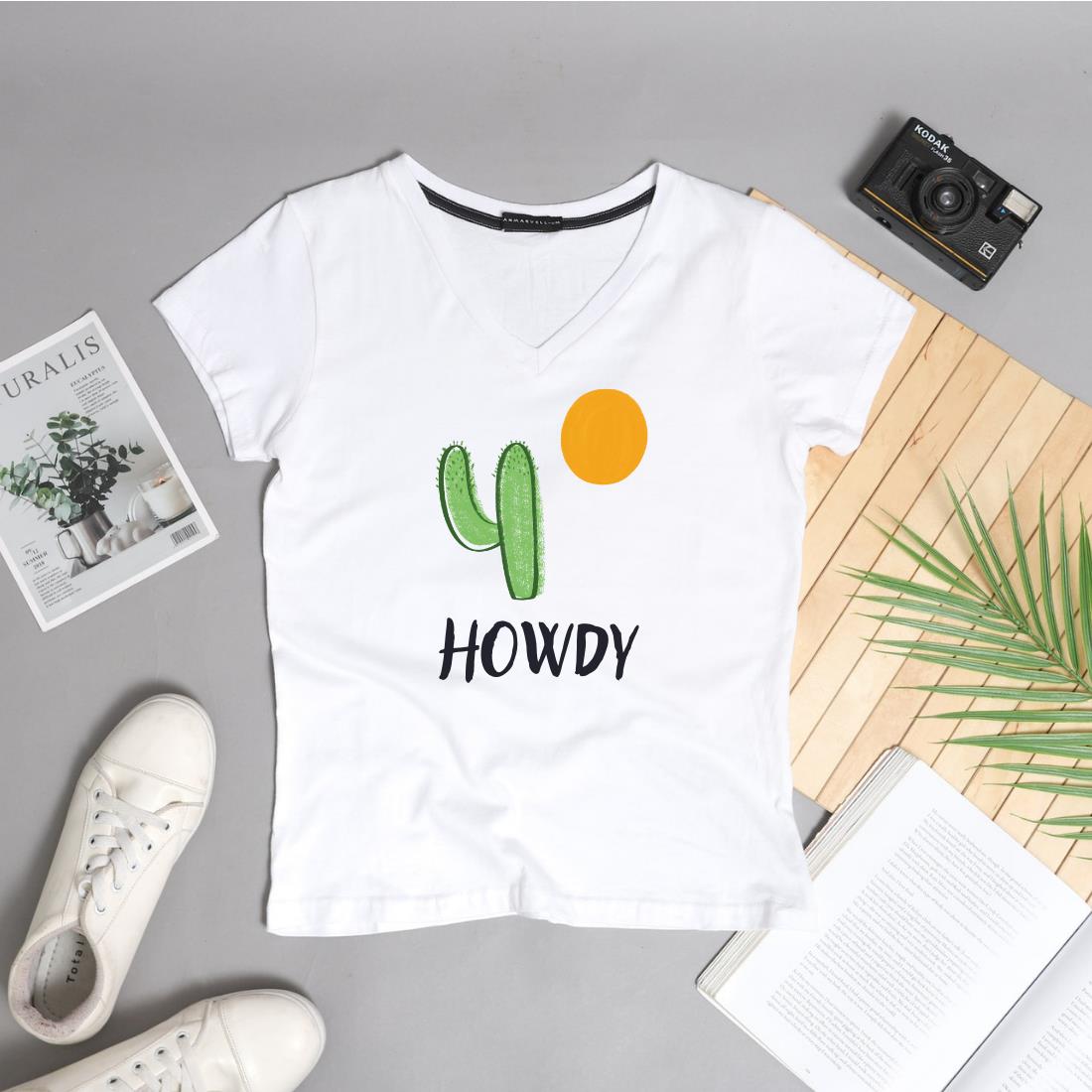 howdy cactus sun white tshirt print 2
