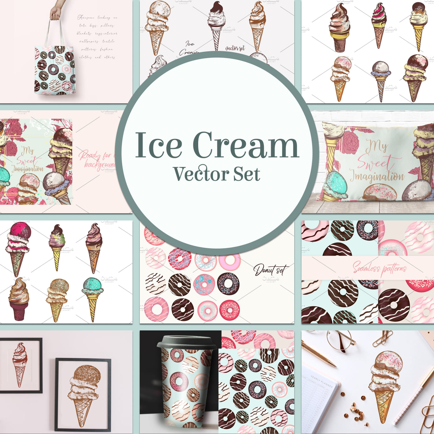 Ice cream vector set - main image preview.