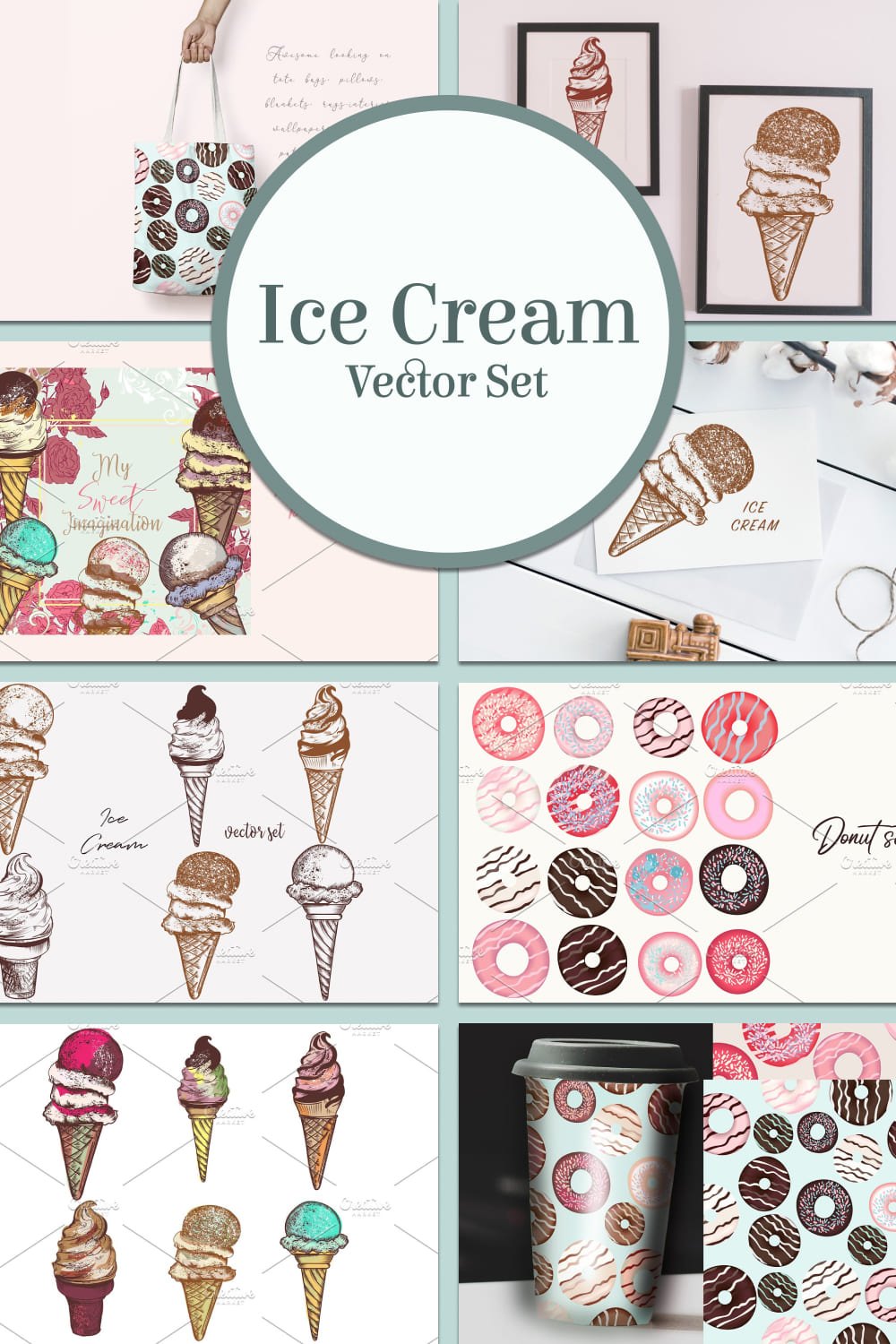 Ice cream vector set - pinterest image preview.