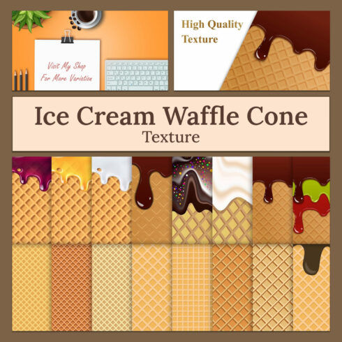 Ice cream waffle cone texture - main image preview.