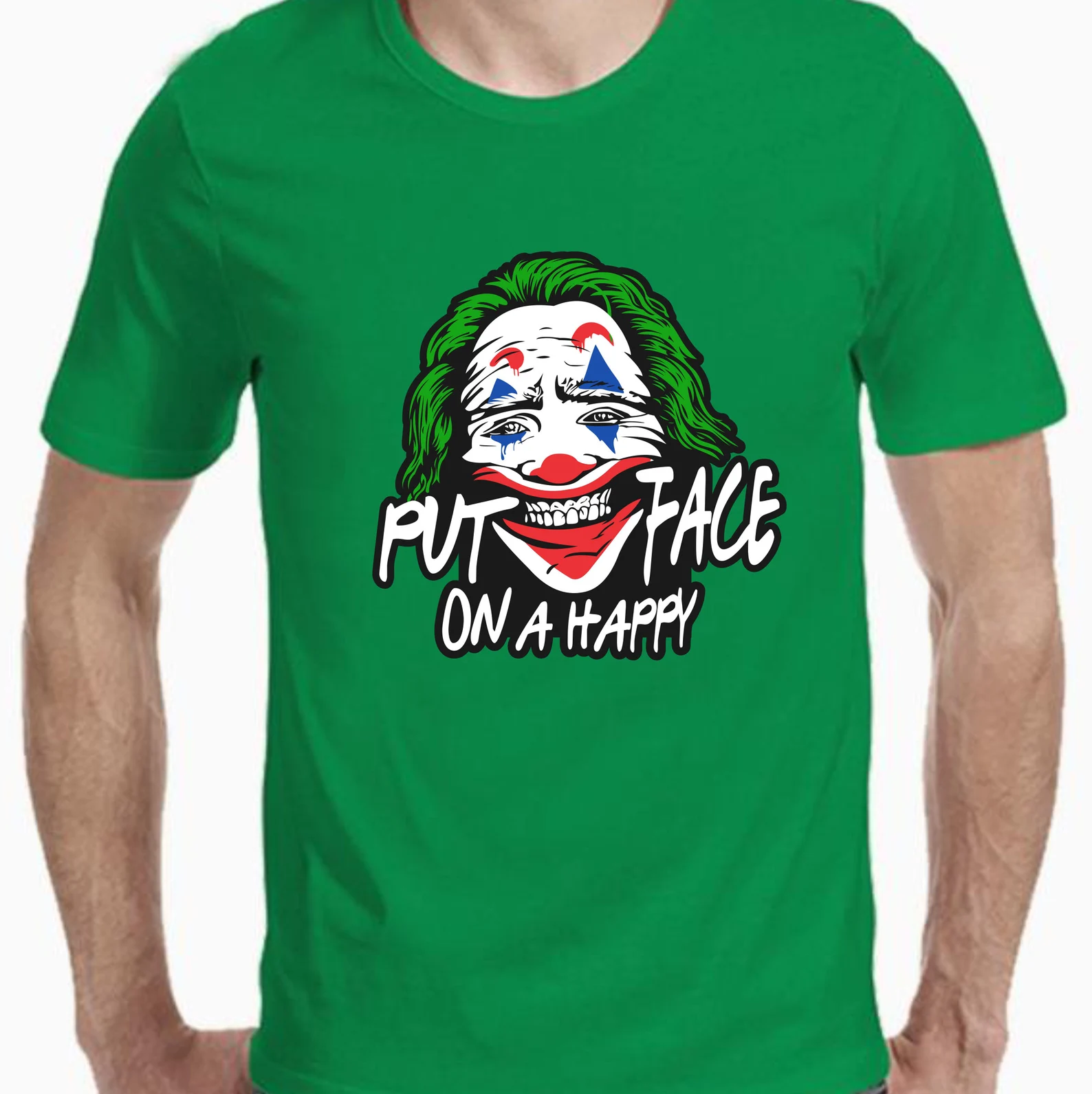 Classic green t-shirt with Joker face.