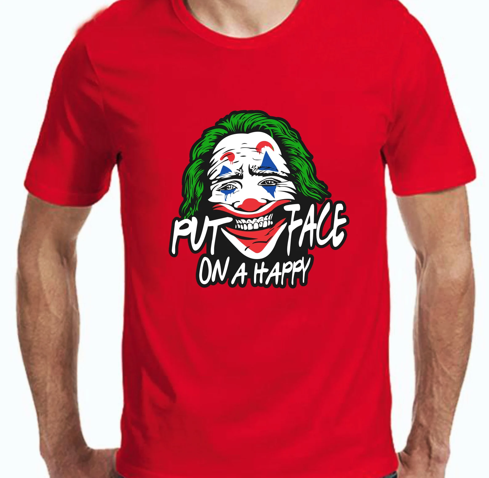 Classic red t-shirt with Joker face.