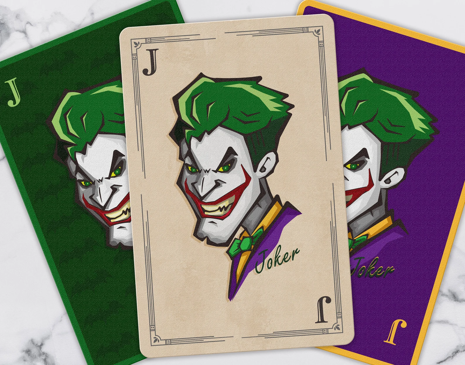 Three colors options of the background for Joker image.