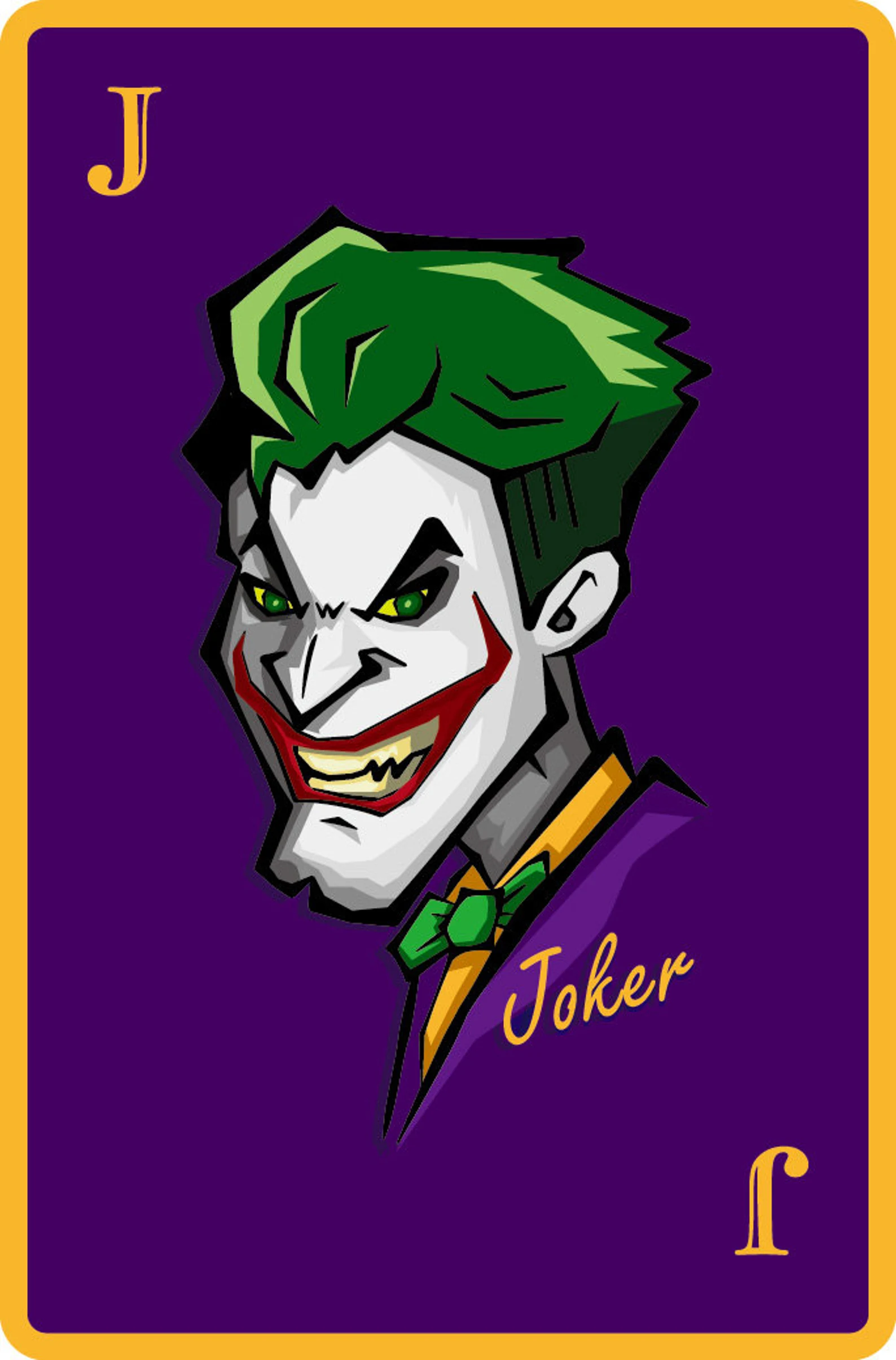 Purple background with green hair Joker.