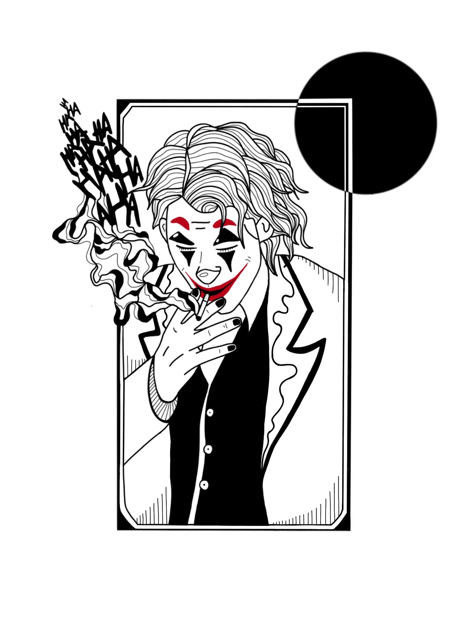 Classic Joker illustration in a hand drawn style.