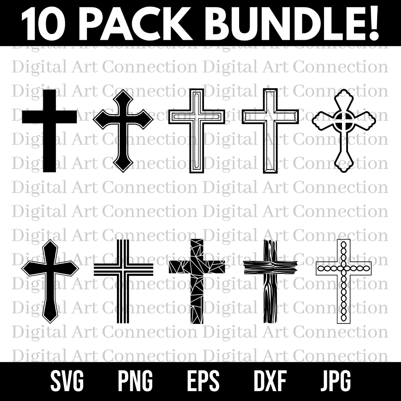 Cover image of 10 Pack Cross SVG Bundle.